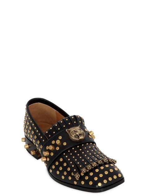 gucci studded loafers|gucci fringe loafer.